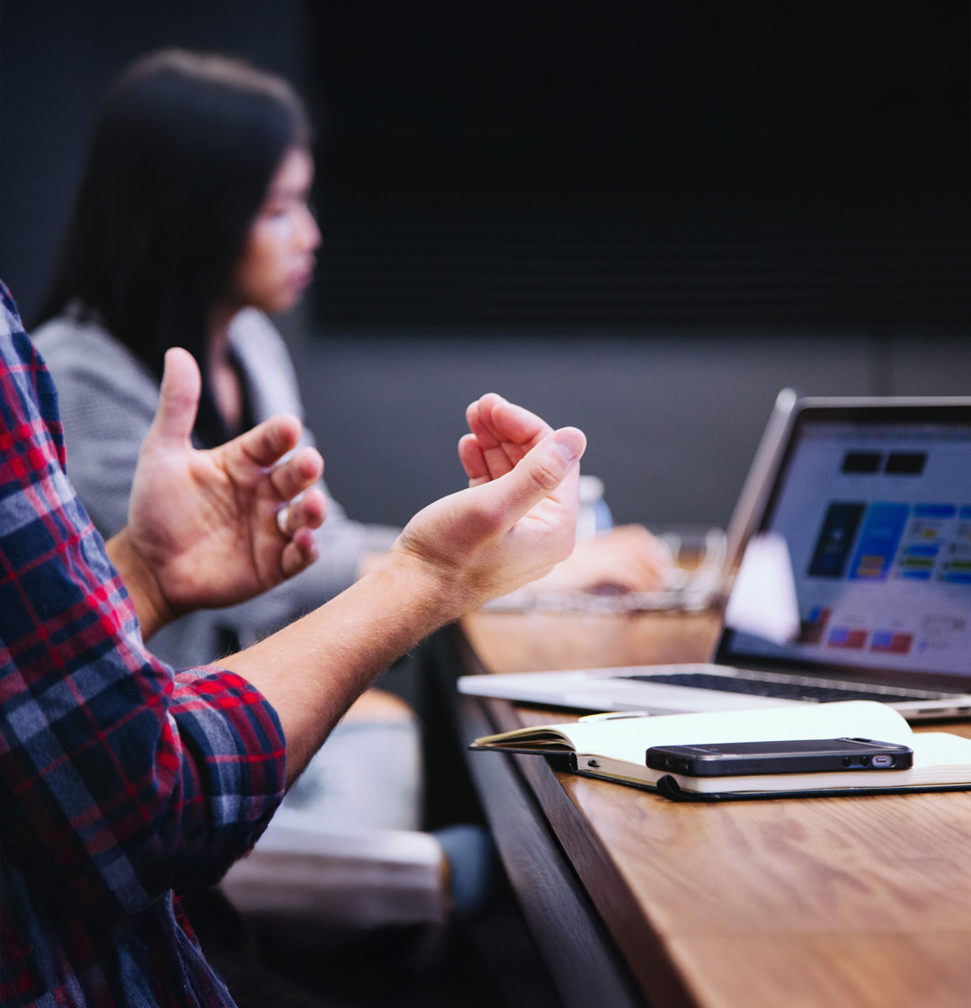 Expressive hands during meeting