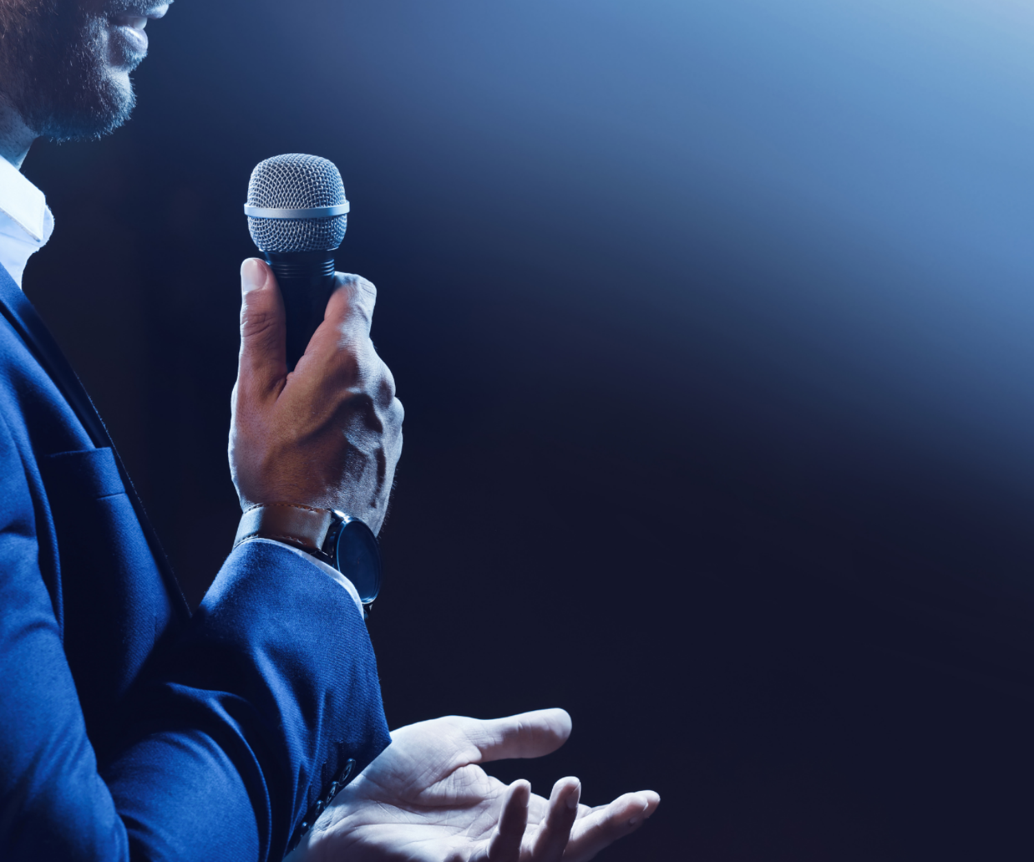 Man speaking into mic