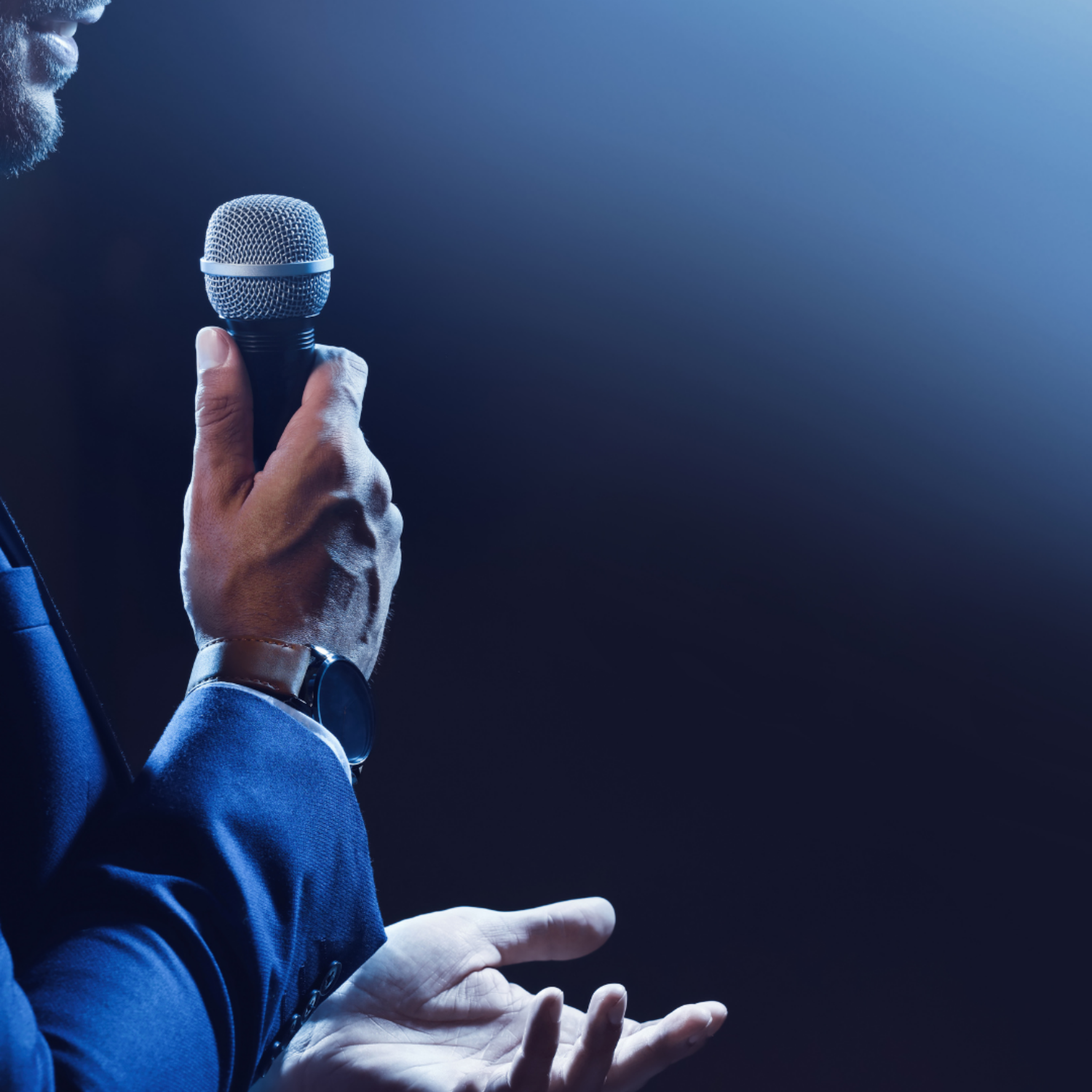 Man speaking into mic